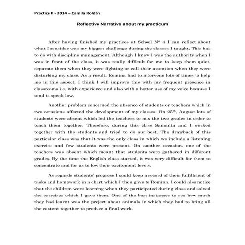 Reflective narrative about my practicum