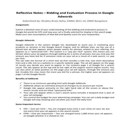 Google adwords bidding process
