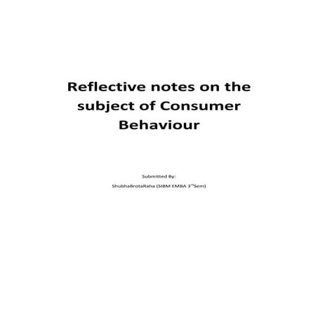 Reflective Notes - Consumer Behaviour