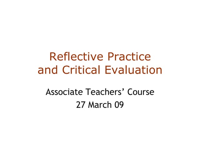 Criticial Evaluation