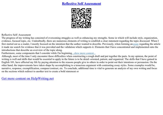 Reflective Self Assessment Ppt Reflective Self Assessment Ppt