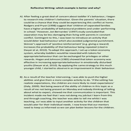 Reflective writing examples webinar | PDF