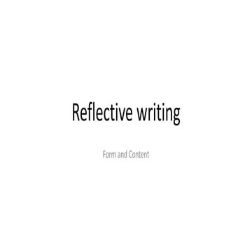 Reflective writing general workshop