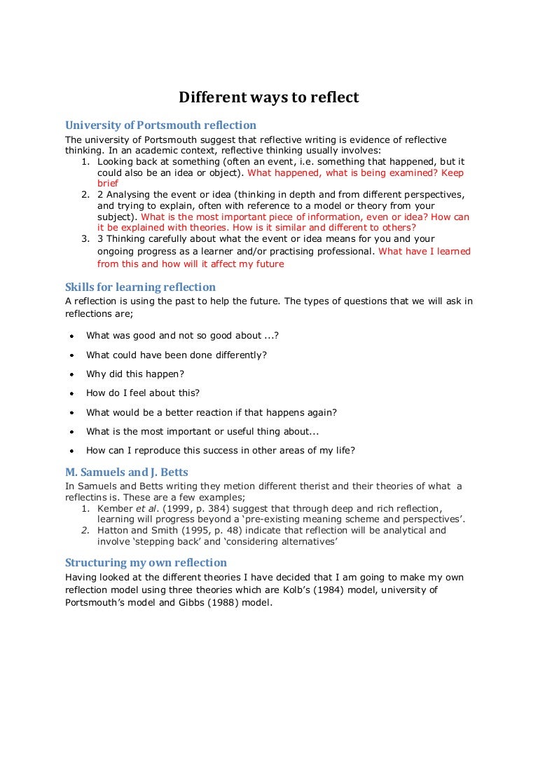 Example of reflective essay on learning experience picture