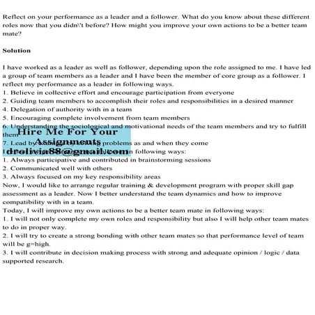 Reflect on your performance as a leader and a follower. What do you .pdf