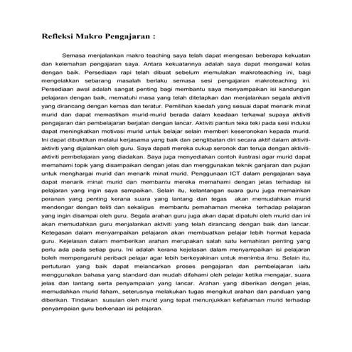 Refleksi Makro Pengajaran Pdf