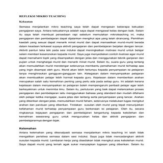 Refleksi Mikro Pengajaran