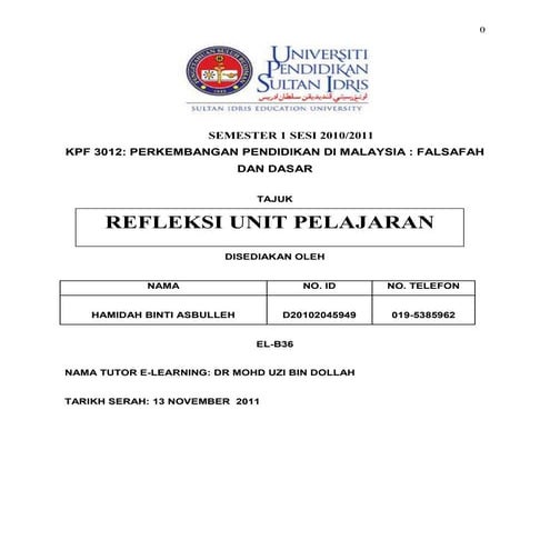Refleksi unit modul kpf 3012.hamidah asbulleh.d2010204959