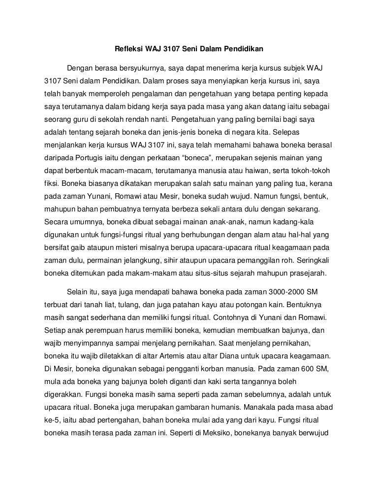 Refleksi Waj 3107 Seni Dalam Pendidikan
