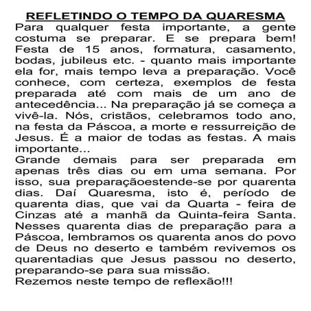 Refletindo o tempo da quaresma