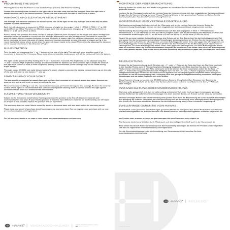 Instruction manual | Hawke Reflex Red Dot Sights | Optics Trade | PDF