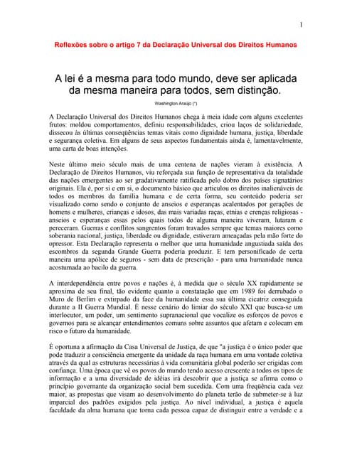 Reflexões sobre o artigo 7 da decla...