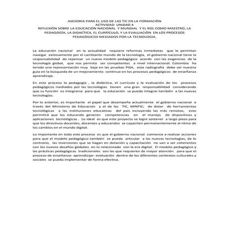 Reflexiòn sobre los procesos educativos mediados por la tecnologìa