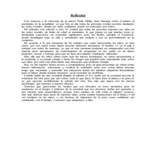 Reflexión del texto de Sibilia