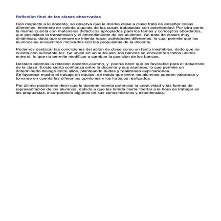 Reflexion de mi practica docente | DOCX