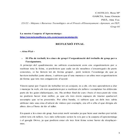 Reflexió Aina Pizà