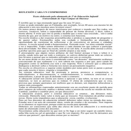 Reflexion cara un compromiso