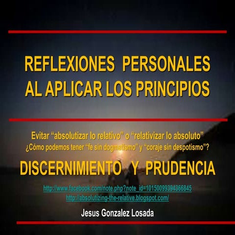 REFLEXIONES  PERSONALES  AL APLICAR LOS PRINCIPIOS 