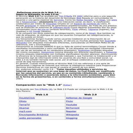 Reflexiones Acerca De La Web 2 0