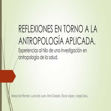 Reflexiones en torno a la antropología aplicada
