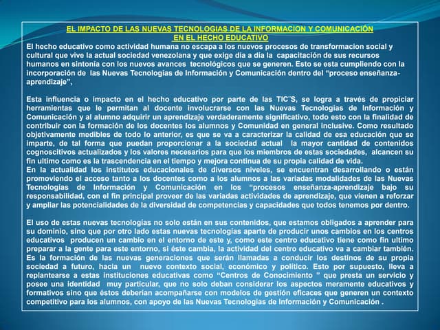 Reflexiones generales acerca de las tics en la educación