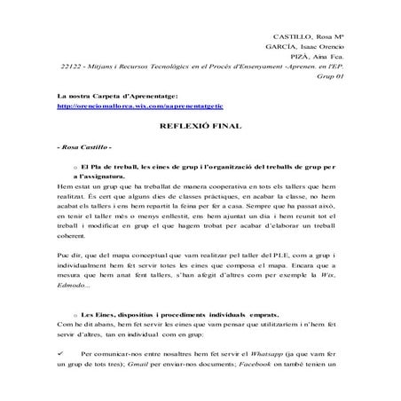 Reflexió Rosa Castillo