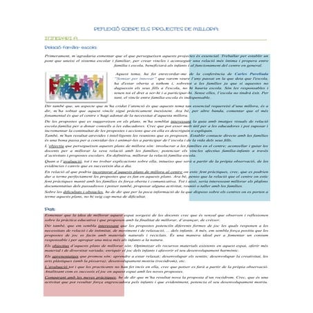 Reflexió projectes de millora