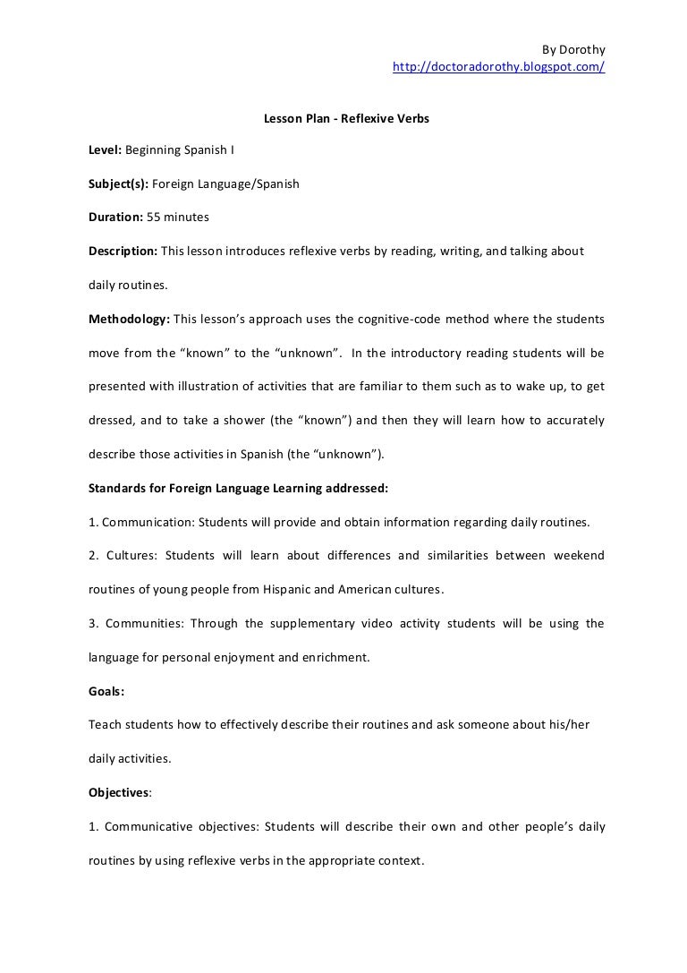 Worksheets Spanish Reflexive Verbs Worksheet reflexive verbs lesson plan