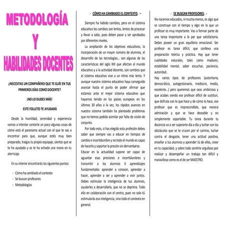 Metodología y habilidades docentes