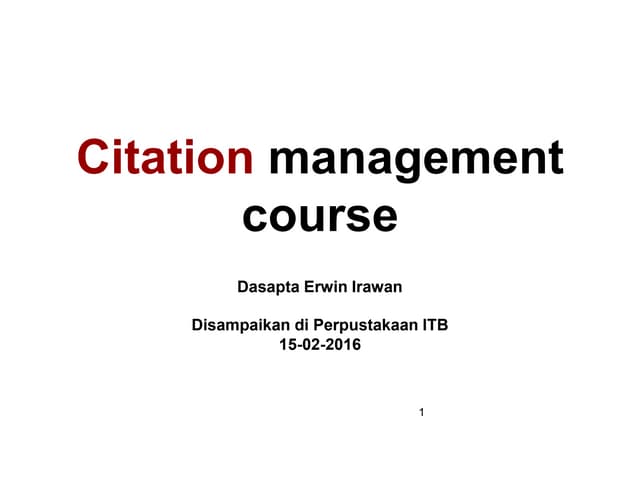 Citation management (ITB Central Library 15022016)