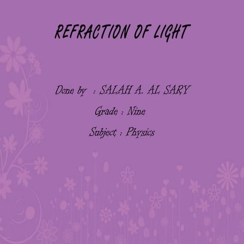 REFRACTION OF LIGHT | PPT
