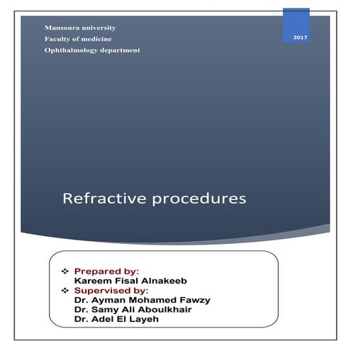 Refractive procedures: Ophthalmology Essay 2017