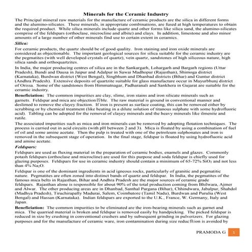 Minerals used in Refractories and ceramic