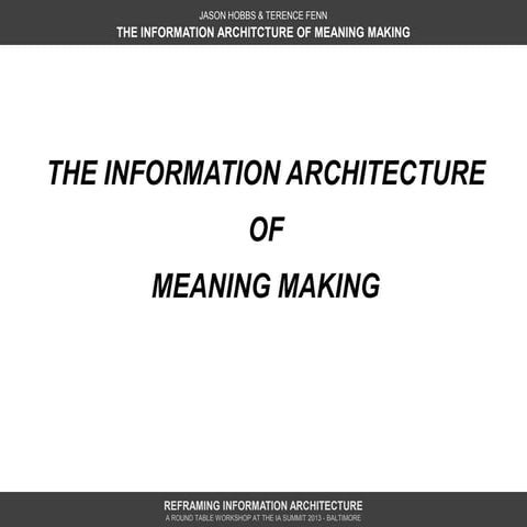 Reframe IA: The Information Architecture of Meaning Making