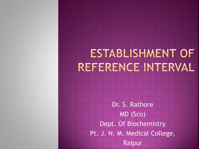 Establishment Of reference Interval
