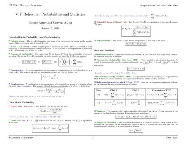 Refresher probabilities-statistics