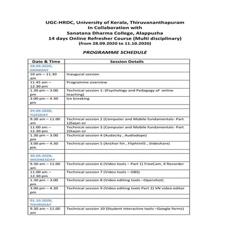 Refresher programme sd hrdc participant