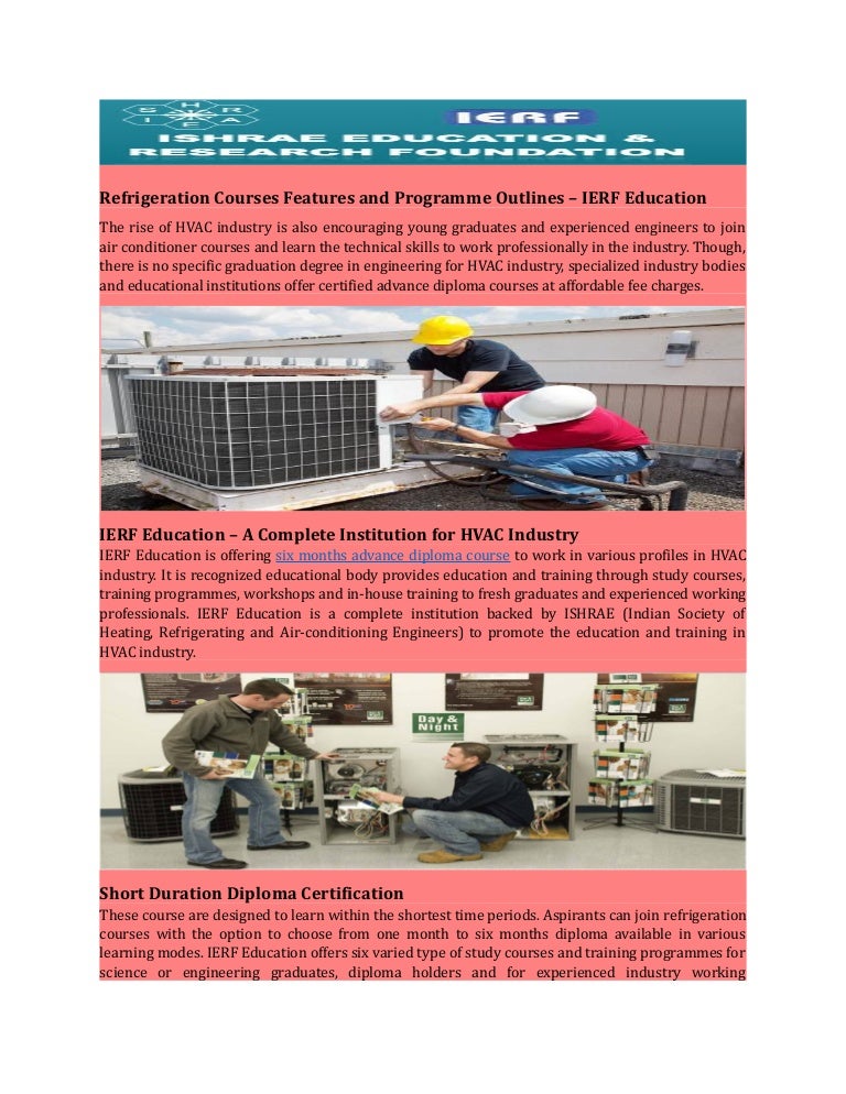Refrigeration and air conditioner courses features and programme outl…