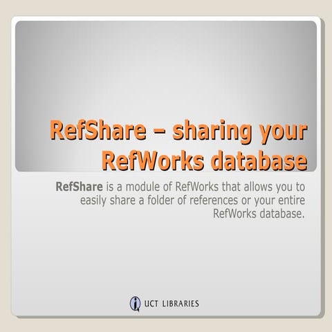Ref Share – Sharing Your Ref Works Database
