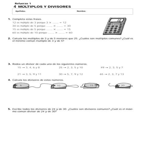 Refuerzo.multiplos divisores