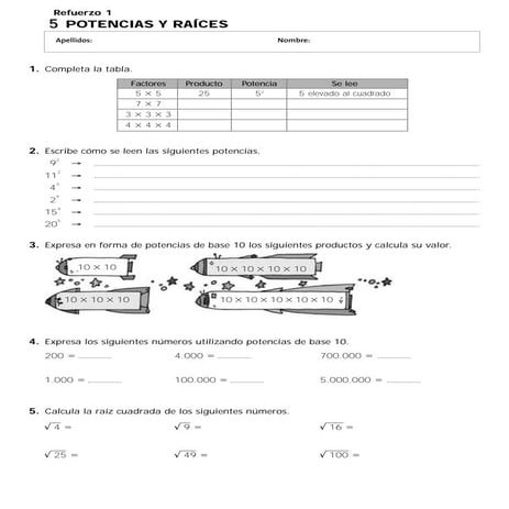 Refuerzo.potencias raíces