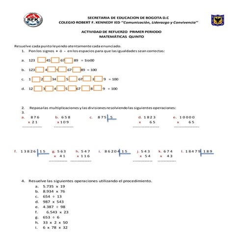 Refuerzo 1er. periodo 5o. mate