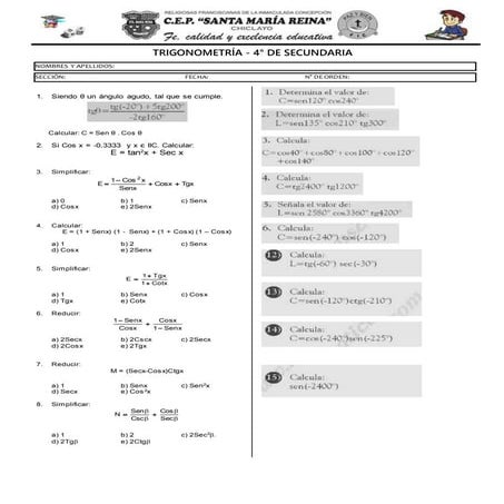 Refuerzo trigonometría    4°