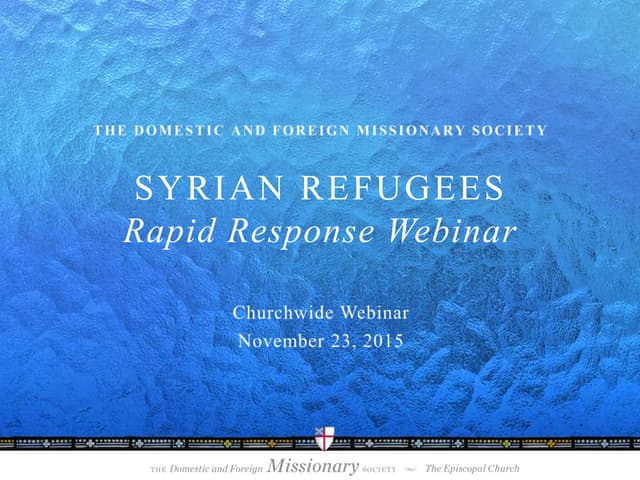 Rapid Response Webinar on #Refugees...