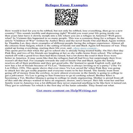 Refugee Essay
