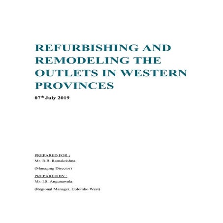 Refurbishing outlets of a fastfood restaurant (case study)