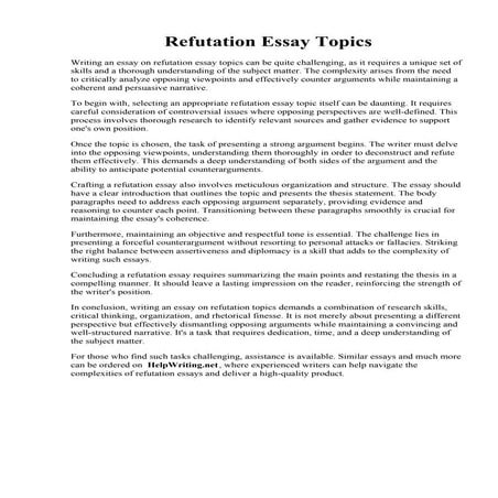 Refutation Essay Topics | PDF