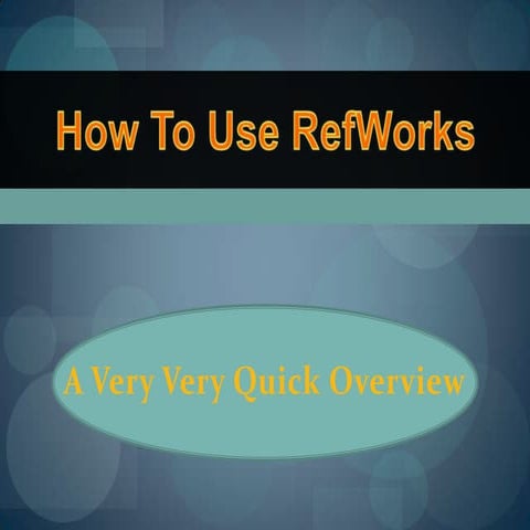 RefWorks, Intro