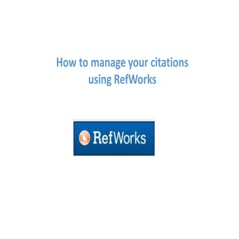 Ref works workshop 22 may 2014
