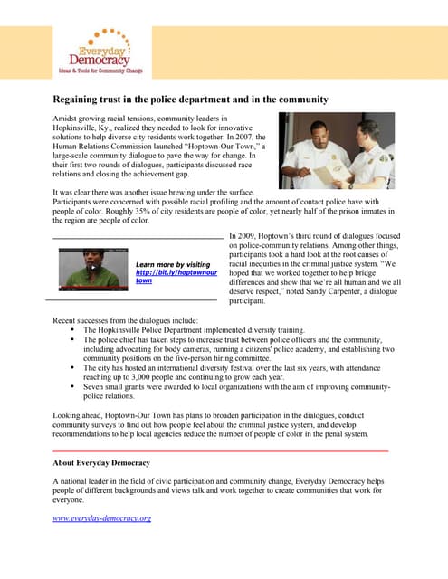 Regaining trust in the police depar...